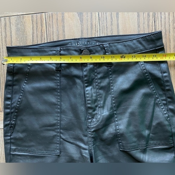 Sanctuary Hayden Tapered Faux Leather Liquid Look Black Stretch Pant Size 31 - Picture 5 of 11